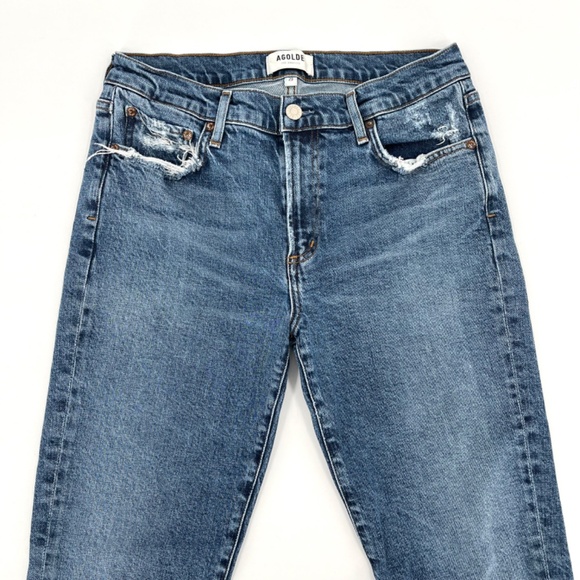 Agolde Toni Distressed Medium Wash Skinny Jeans - Picture 5 of 16